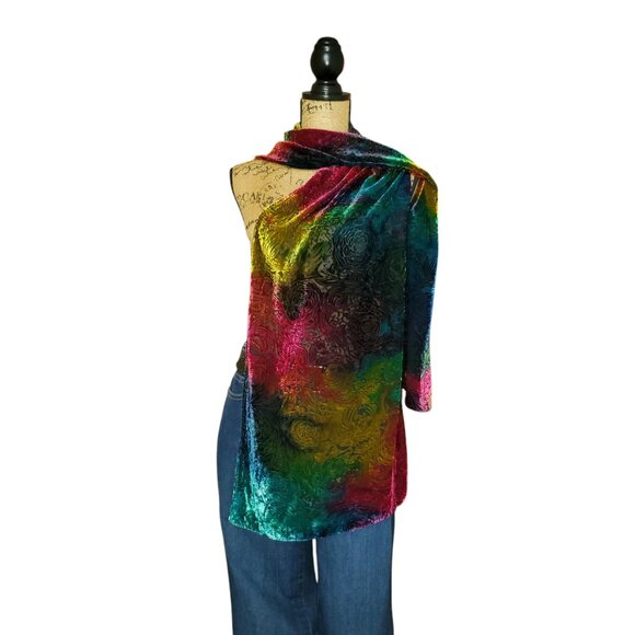 Stunning Chico’s Velvet Rainbow Burnout Scarf / Wrap / Shawl - Picture 7 of 7